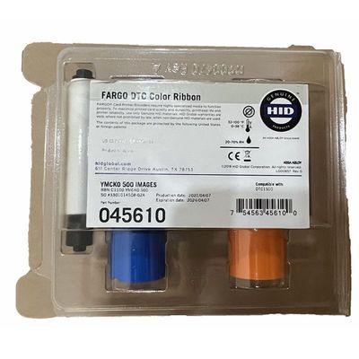 Διάμετρος 9mm Αρχική κρυμμένη Fargo 45610 YMCKO Πλήρης χρωματική κορδέλα για DTC1500 500 εκτυπώσεις
