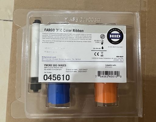 Διάμετρος 9mm Αρχική κρυμμένη Fargo 45610 YMCKO Πλήρης χρωματική κορδέλα για DTC1500 500 εκτυπώσεις