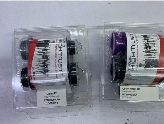 Evolis Avansia RT4F010SAA YMCK Χρωματική κορδέλα RCL009NAA Διαυγή ταινία εκτυπωτή ταινιών με επαναμεταφορά
